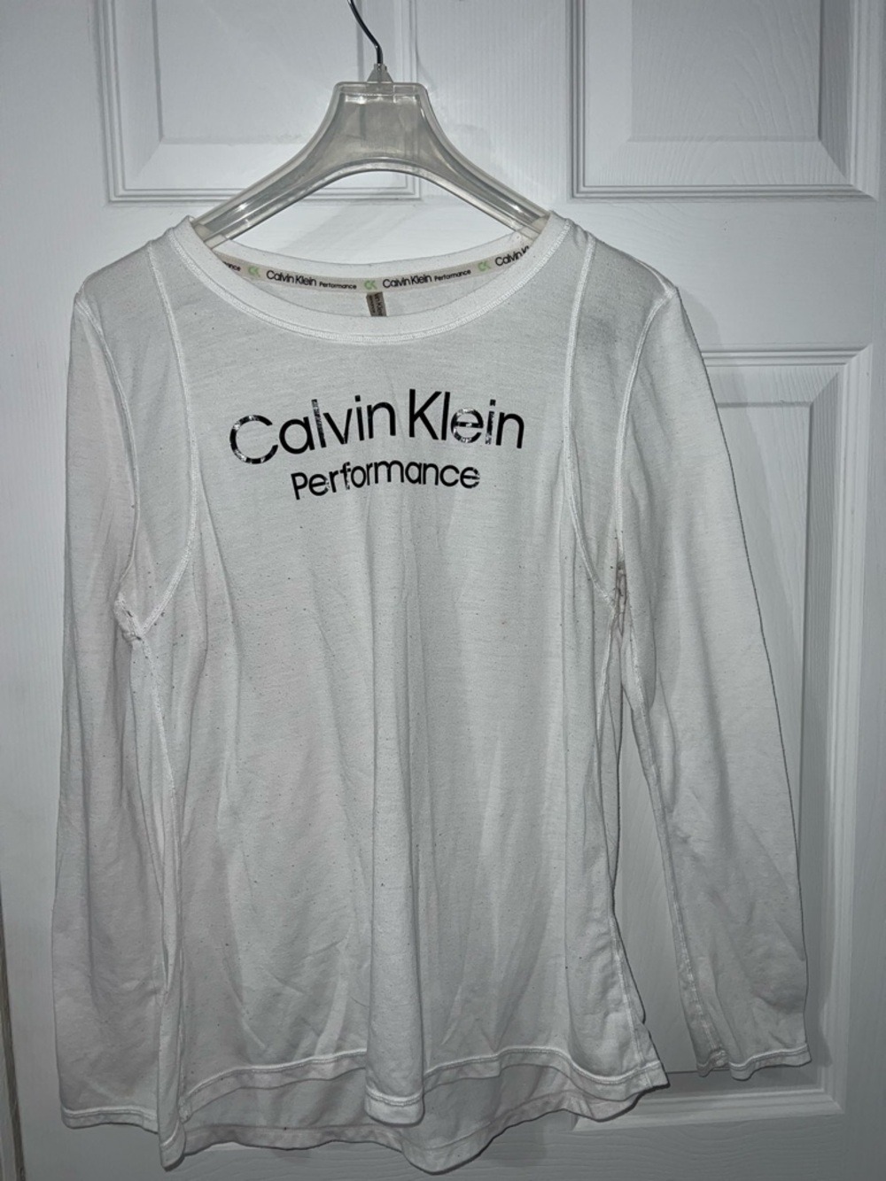 Calvin Klein White Long Sleeve Performance Logo Tee